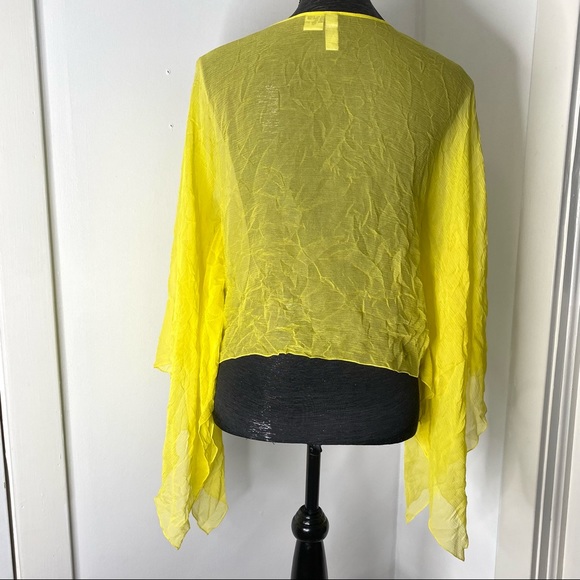 Yellow Silk Sheer Flare Sleeve Swim Coverup - Picture 9 of 13
